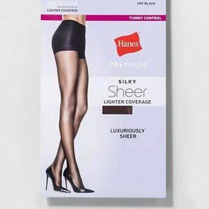 Hanes Premium Women's Silky Sheer Control Top Pantyhose - Off Black S